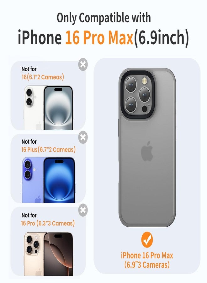 جراب Yriklso لهاتف iPhone 16 Pro Max، مقاوم للصدمات، حماية من السقوط بمعايير عسكرية، غطاء خلفي صلب رفيع وشفاف، رمادي - Image 2