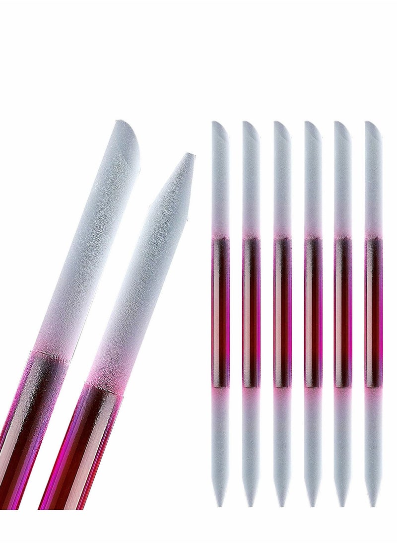 SYOSI Glass Cuticle Pusher 6 Pieces Manicure Double Sided Trimmer Filing Remover Tool Stick for Women Girls Nail Salons Homes  - Image 1