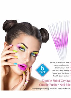 SYOSI Glass Cuticle Pusher 6 Pieces Manicure Double Sided Trimmer Filing Remover Tool Stick for Women Girls Nail Salons Homes  - Image 2
