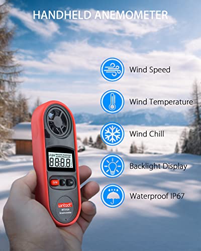 Wintact Handheld Anemometer, Digital Wind Speed Meter Gauge, Air Flow Velocity Tester with Measuring Wind Temperature 14℉ to 113℉ for HVAC Duct Outdoor Kite Boat Sailing Surfing (WT816A) - Image 2