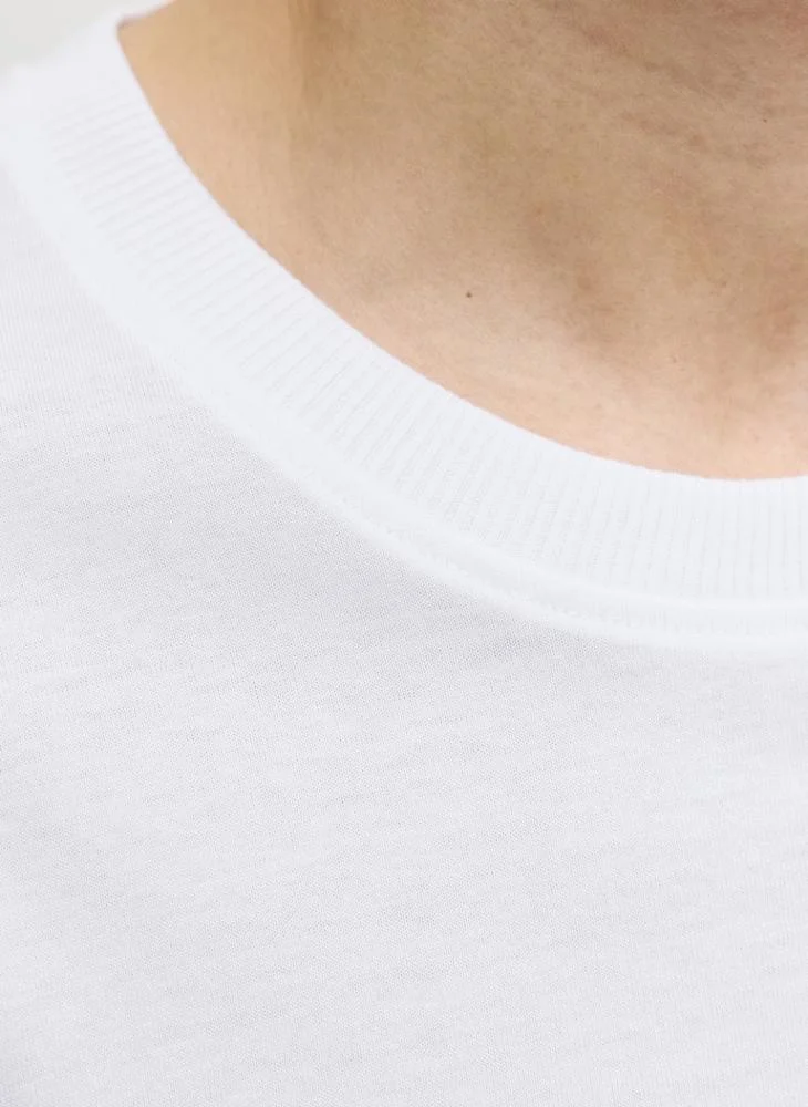 JACK & JONES Bright White Crew Neck LooseFit T-Shirt for Men | Best Price UAE