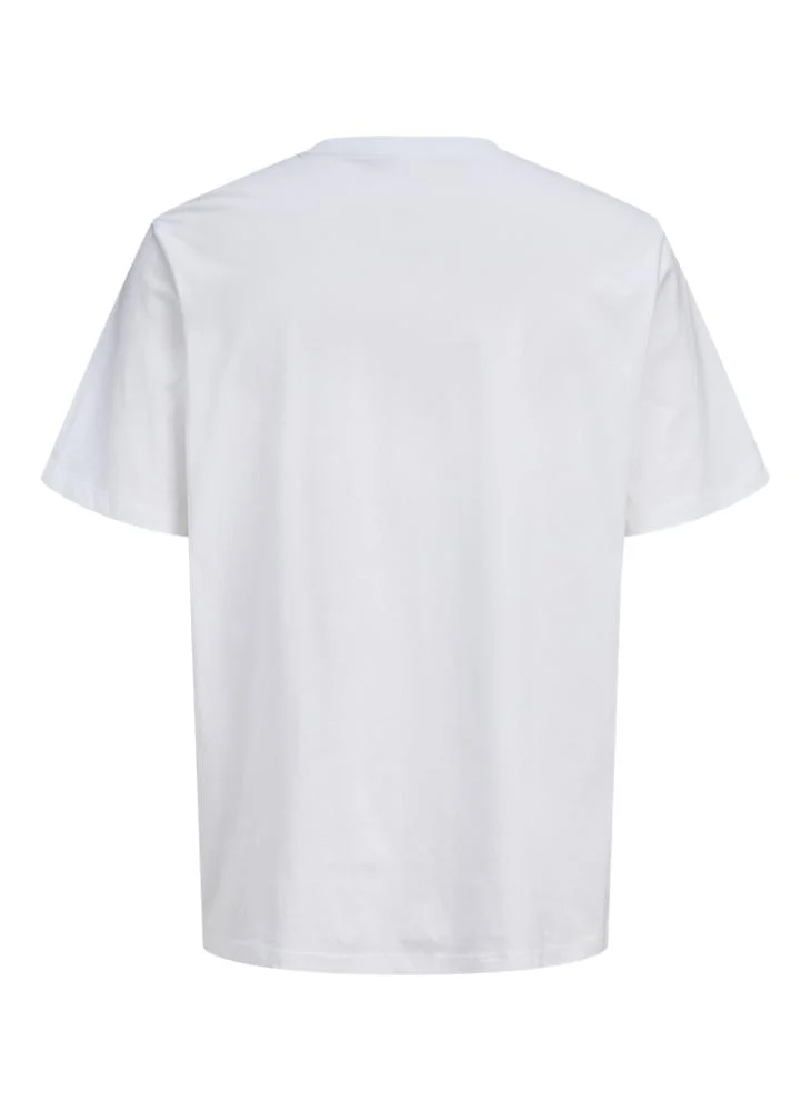 JACK & JONES Bright White Crew Neck LooseFit T-Shirt for Men | Best Price UAE