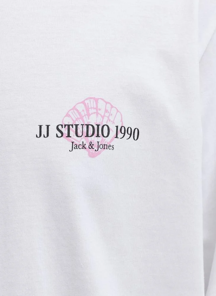 JACK & JONES Bright White Crew Neck LooseFit T-Shirt for Men | Best Price UAE