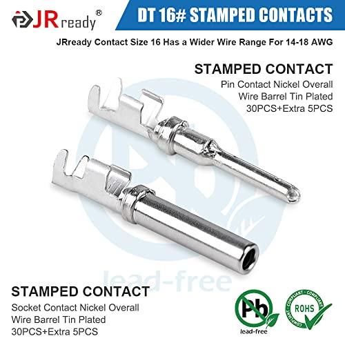 JRready ST6327-301 Deutsch 3 Pin DT Connector Kit, Size 16 Stamped Contacts 14-18AWG, Seal Plug, 3 Pin Way Gray Waterproof Automotive Electrical Wire Connector 10 Set. - Image 5
