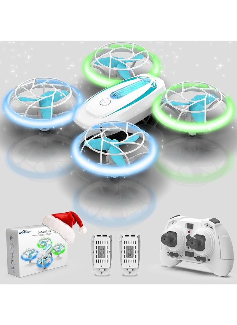 null - ‏Mini drone for kids, remote control helicopter with blue and green lights and 360 degree rotation, remote control drone with altitude stabilization and controller tracking mode - Image 1