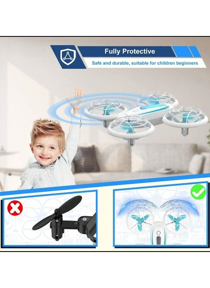 null - ‏Mini drone for kids, remote control helicopter with blue and green lights and 360 degree rotation, remote control drone with altitude stabilization and controller tracking mode - Image 1