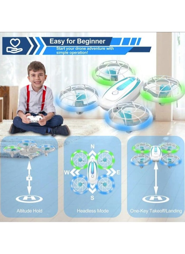 null - ‏Mini drone for kids, remote control helicopter with blue and green lights and 360 degree rotation, remote control drone with altitude stabilization and controller tracking mode - Image 1