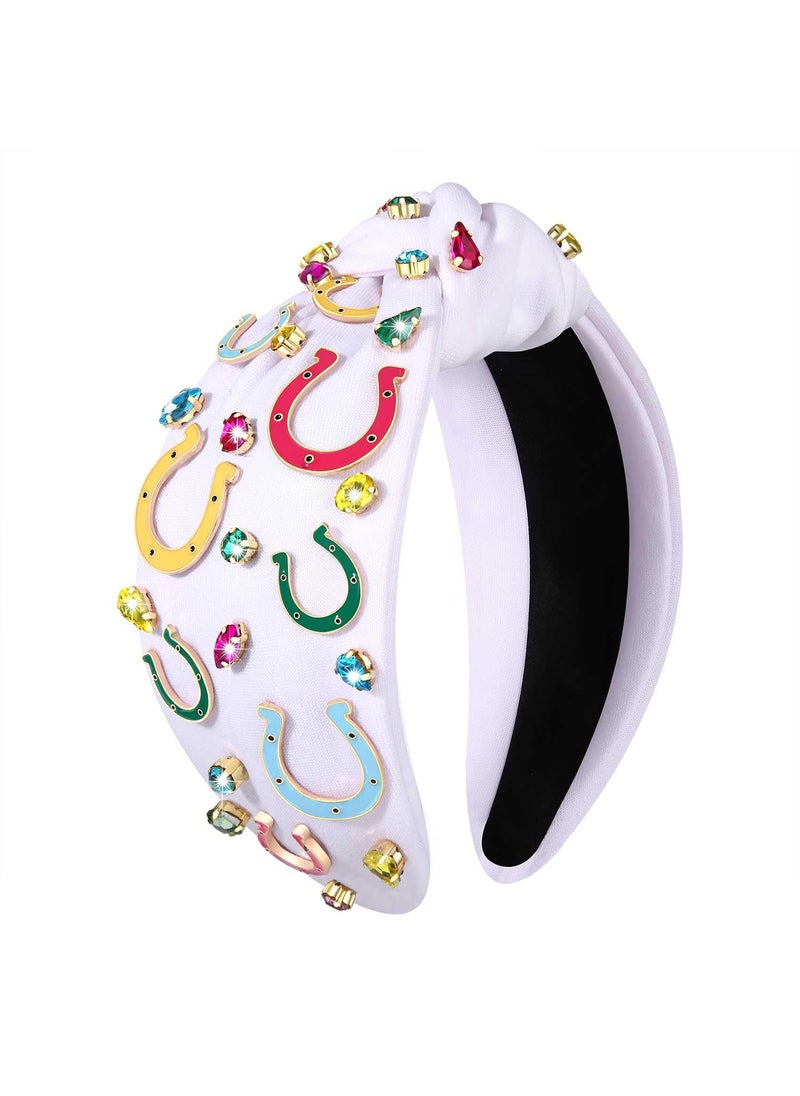Boderier boderier Derby Horseshoe Headband Kentucky Derby Fascinator for Women with Jeweled Crystal Knot Race Day Headband Headwear Accessories Horse Racing Fan Headband Horse Shoes 1 Count 