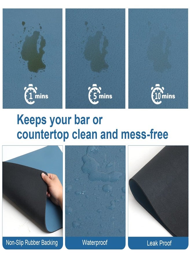 ZLR Coffee Bar Mat for Countertops (12" x 16", Small) – Absorbent, Stain-Hiding Dish Drying Mat for Espresso Machines & Coffee Makers – Quick Dry Diatomite Core & Non-Slip Rubber Backing (Navy Blue) - Image 2
