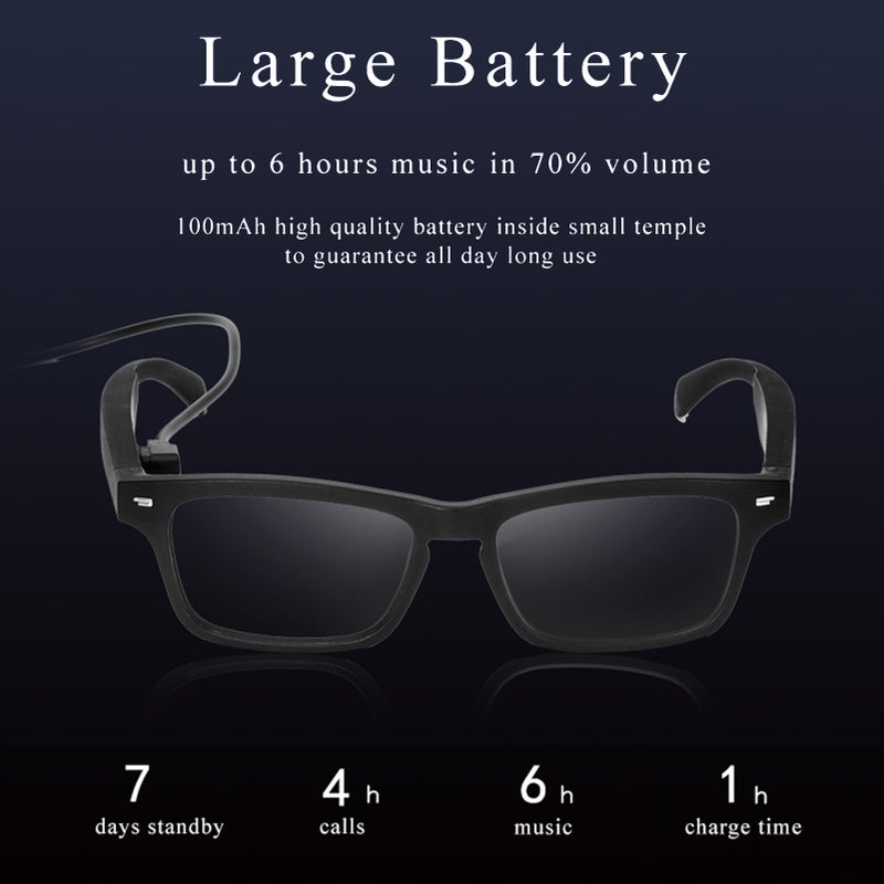 Smart Audio Glasses Wirelessly BT Music Glasses Music & Hands-Free Calling Blue Light Blocking Eyeglasses Frame with Microphone for Men Women - Image 3