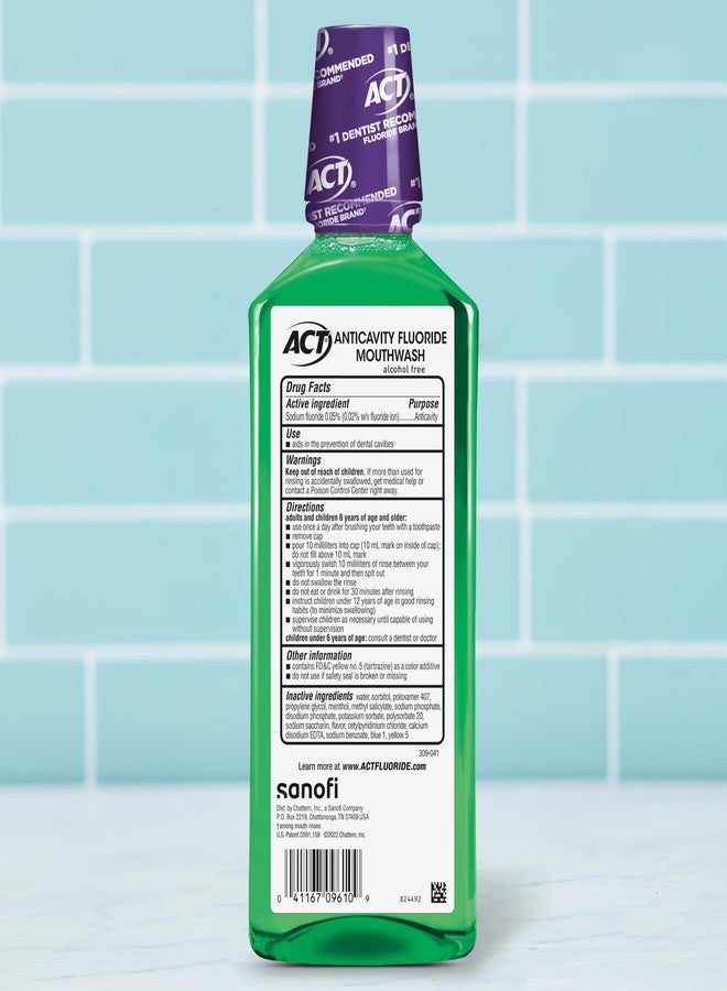 ACT Total Care Zero Alcohol Anticavity Fluoride Mouthwash 18 fl. oz. Kills Bad Breath Germs, Fresh Mint - Image 2