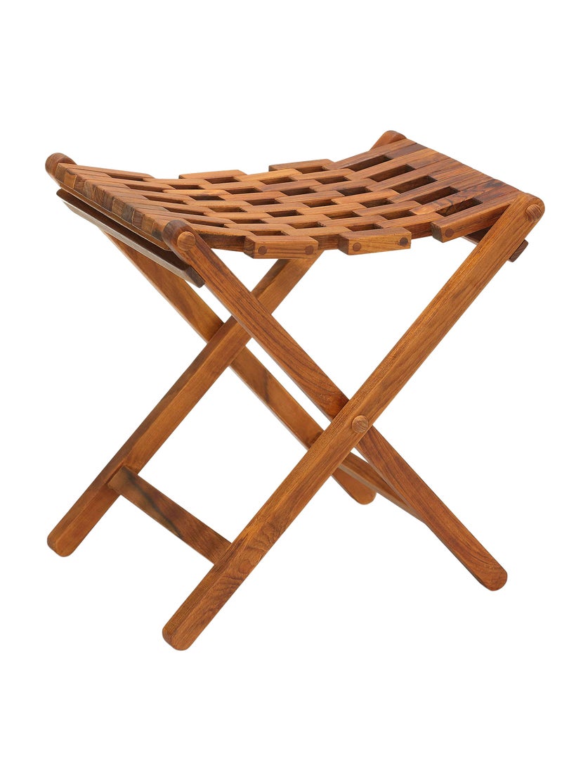 Bare Decor Bare Decor Mosaic Folding Stool in Solid Teak Wood Brown 