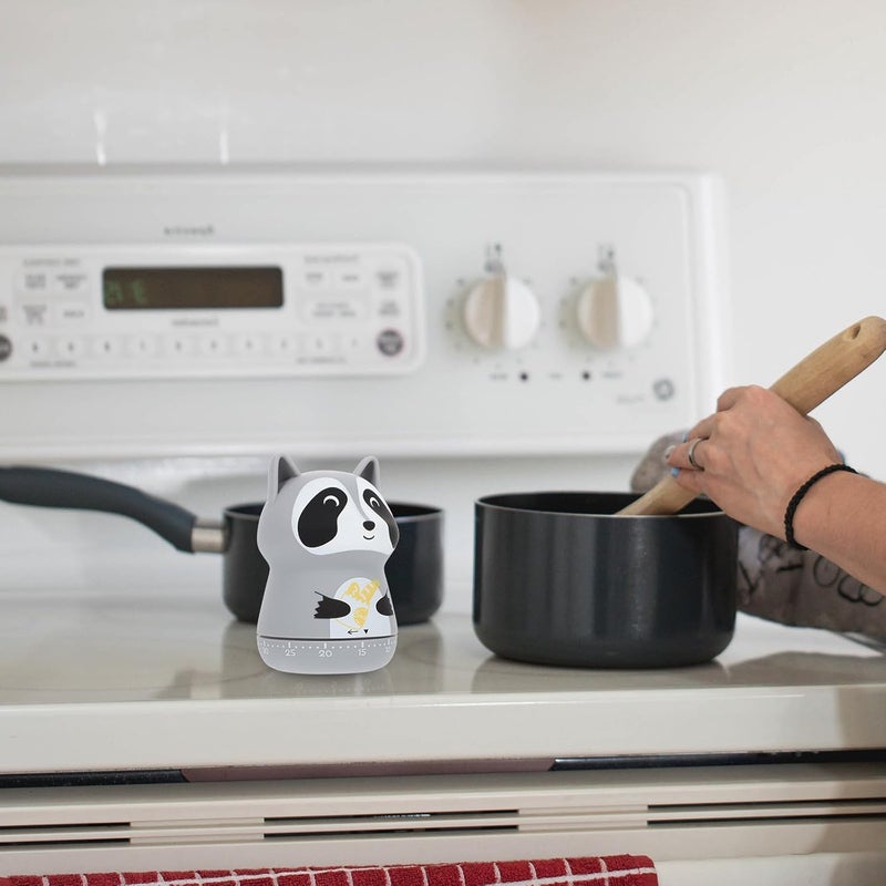 Cartoon Animal Mechanical Kitchen Timer Plastic Baking Countdown Timer Portable Time Reminder for Cooking and Household Use Raccoon Design - Image 4