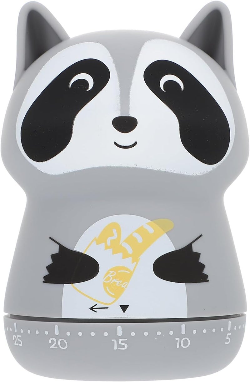 Cartoon Animal Mechanical Kitchen Timer Plastic Baking Countdown Timer Portable Time Reminder for Cooking and Household Use Raccoon Design - Image 1