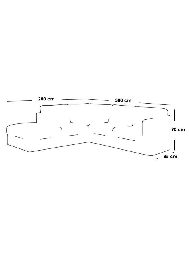 الهوم كنبة زاوية 4 مقاعد شكل حرفL   90x85x300x200 سم - أزرق - Image 2