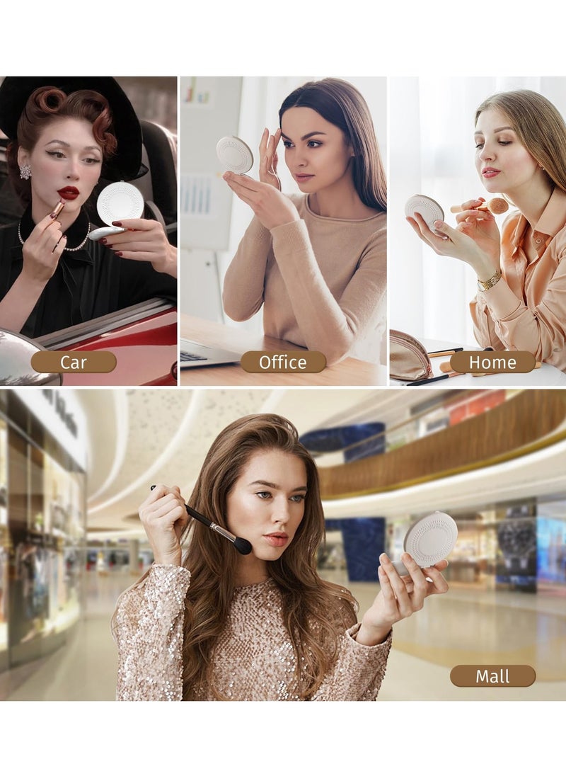 ماركة غير محددة مرآة مكياج مضيئة بتكبير 1x/5x، مرآة سفر صغيرة محمولة، مرآة جيب ثنائية الوجه بشاشة لمس، قابلة للشحن عبر USB، هدايا للبنات والنساء، أبيض  - Image 5