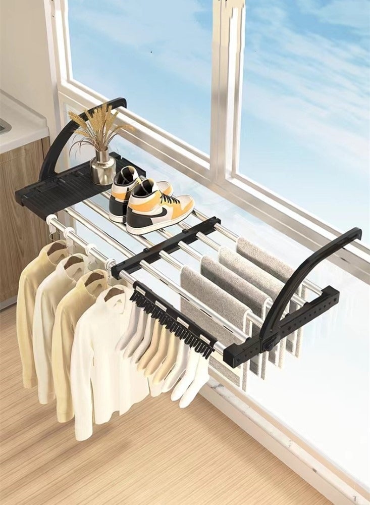 كوتيس 1 قطعة مجفف ملابس قابل للسحب تجفيف الملابس القطب الفولاذ المقاوم للصدأ أسود 110x32x29 سم - Image 2