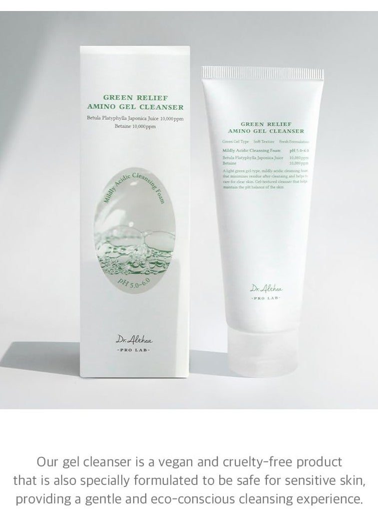 Dr.althea Green Relief Amino Gel Cleanser | Lightweight & Hydrating Makeup Remover | Daily Face Wash with Hyaluronic Acid | Korean Vegan Skincare for All Skin Types | 3.38 Fl Oz  - Image 4