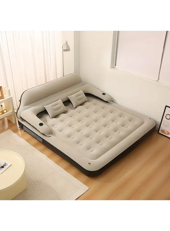 Twin Air Mattress Inflatable Bed with Headboard and Pillows for Indoor Outdoor Camping - Image 1