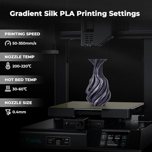 AMOLEN Silk PLA 3D Printer Filament, Dual Color Black Silver PLA 1.75mm, Shiny Color Change Filament 3D Printing PLA Filament for Most FDM 3D Printer, 1kg Spool(2.2lbs) - Image 5