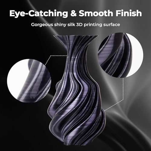 AMOLEN Silk PLA 3D Printer Filament, Dual Color Black Silver PLA 1.75mm, Shiny Color Change Filament 3D Printing PLA Filament for Most FDM 3D Printer, 1kg Spool(2.2lbs) - Image 3