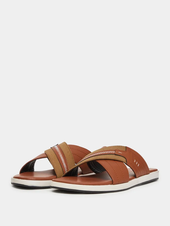 Styli Men Cross Strap Comfort Sandals