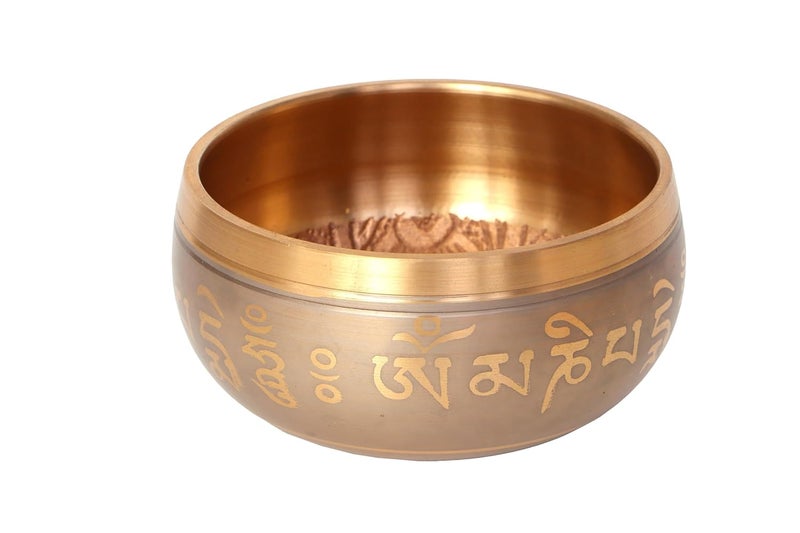 BLEWZ Tibetan Singing Bowl with Sanskrit Mantras, Bronze Meditation Bowl, Gold and Grey - Image 4