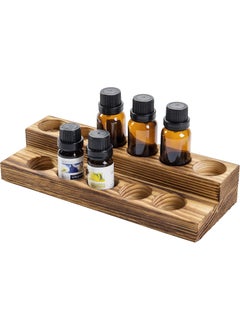 MyGift MyGift 8.5 Inch Rustic Burnt Solid Wood Essential Oil Holder Stand with 2 Tier Display, Vanity Tabletop Cosmetic Storage Organizer Rack, Holds 11 (20ml) Bottles 