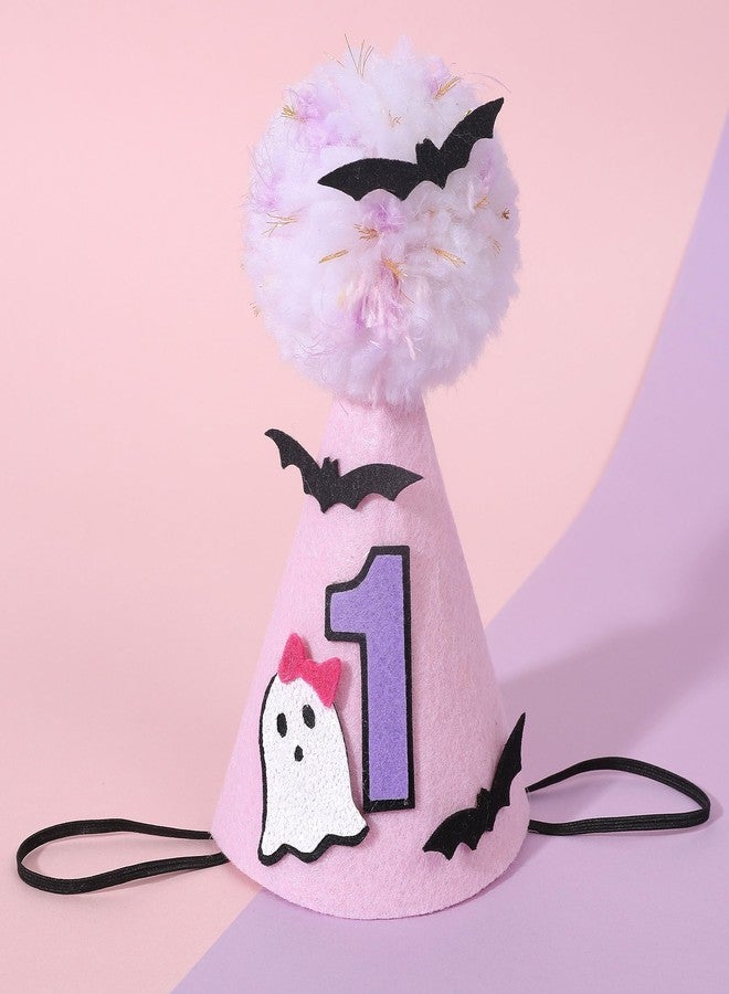 Agkvw Pink Ghost 1st Birthday Hat - Spooky One Crown with Bats, Cute Halloween Decoration for Girls - Image 4