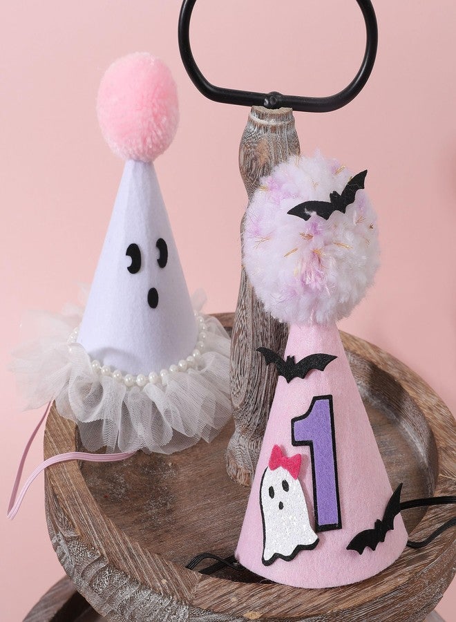 Agkvw Pink Ghost 1st Birthday Hat - Spooky One Crown with Bats, Cute Halloween Decoration for Girls - Image 5