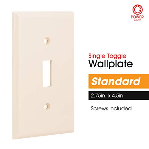Power Gear, Light Almond, Single Toggle Switch Wall Plate Cover, 1 Gang, Standard, Unbreakable Faceplate, 2.75? x 4.5? , Screws Included, 11674 - Image 2