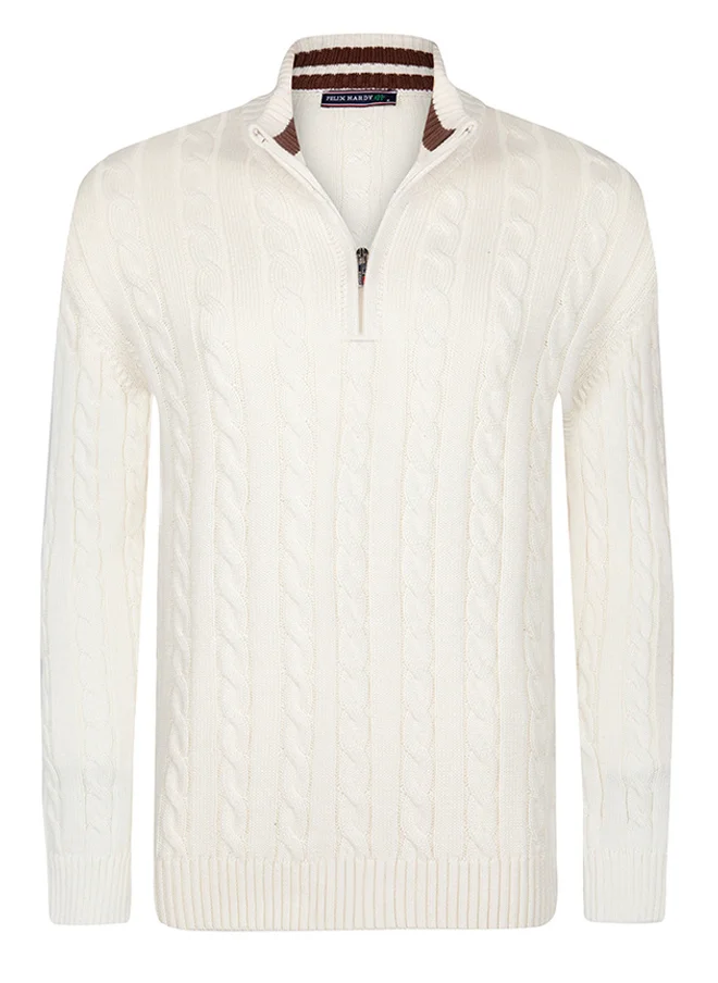 FELIX HARDY Cable knit half zip jumper