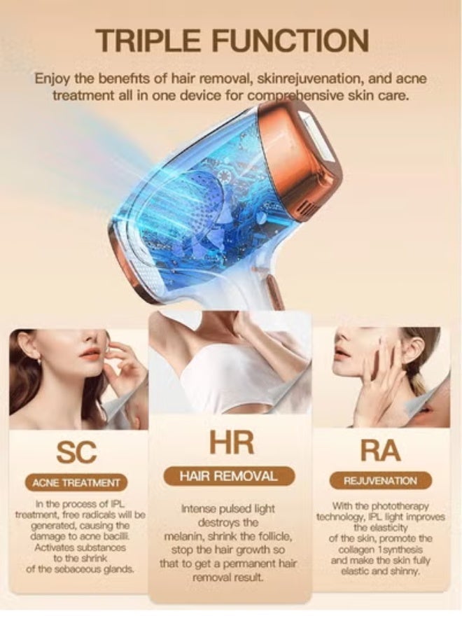 Reelyo IPL Hair Remval Device, Ice Cooling Painless with FDA Certification, 999,999 Unlimited Flashes Permanent Laser Hair Remover with 10 Adjustable Energy Levels & Skin Sensor, Home Use Epilator Machine with Free Shaver & Protective Goggles for Face Armpit Bikini Leg Body for Women Men, Corded UK Plug White - Image 3