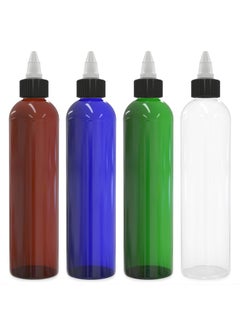 BRIGHTFROM BRIGHTFROM Twist Top Applicator Bottles 8 OZ Multicolored Squeeze Empty Plastic Bottles Black Nozzle BPAFree PET Refillable OpenClose Nozzle  Multi Purpose 4 Pieces 