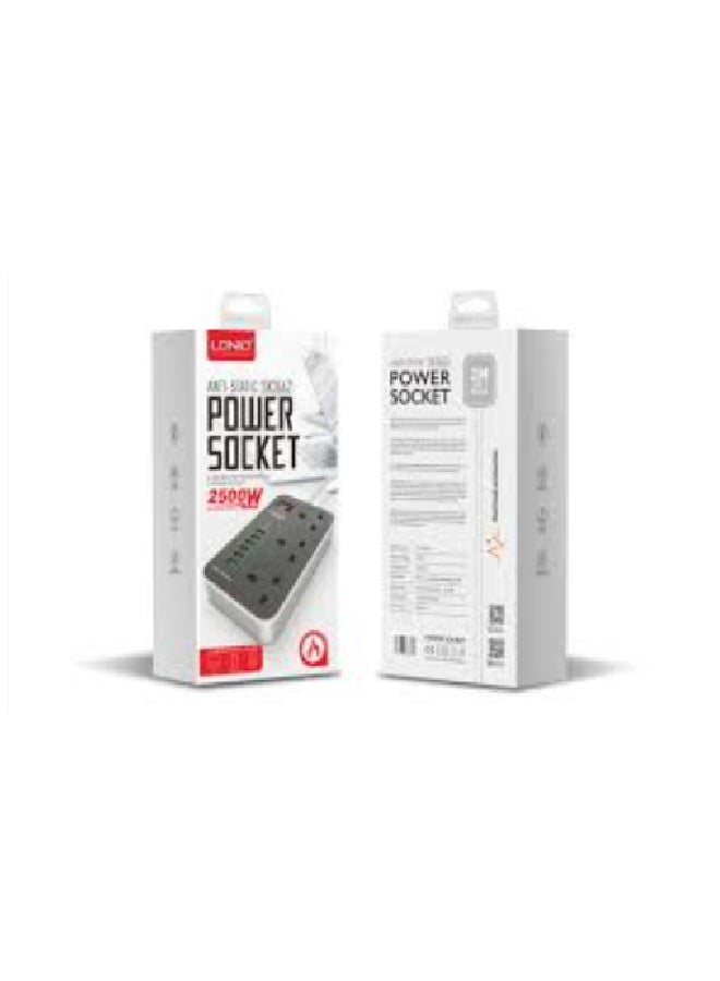 لدينو مقبس طاقة مضاد للكهرباء الساكنة من LDNIO SK3662 - 6 منافذ USB و3 منافذ كهربائية بريطانية، سلك طاقة بطول 300 سم - Image 4
