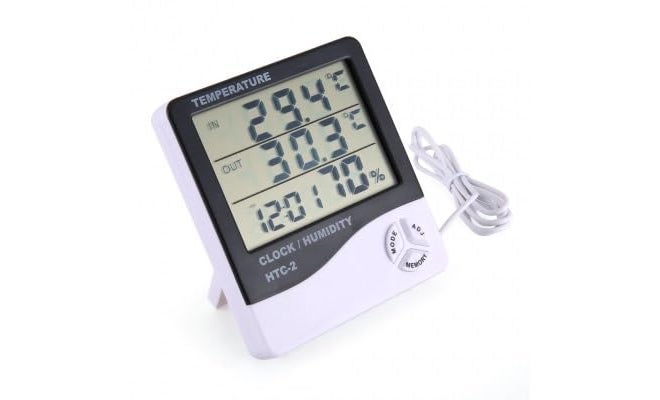 Robodo HTC-2 مقياس الحرارة والرطوبة HTC2 بشاشة كبيرة مع ساعة منبه - Image 2