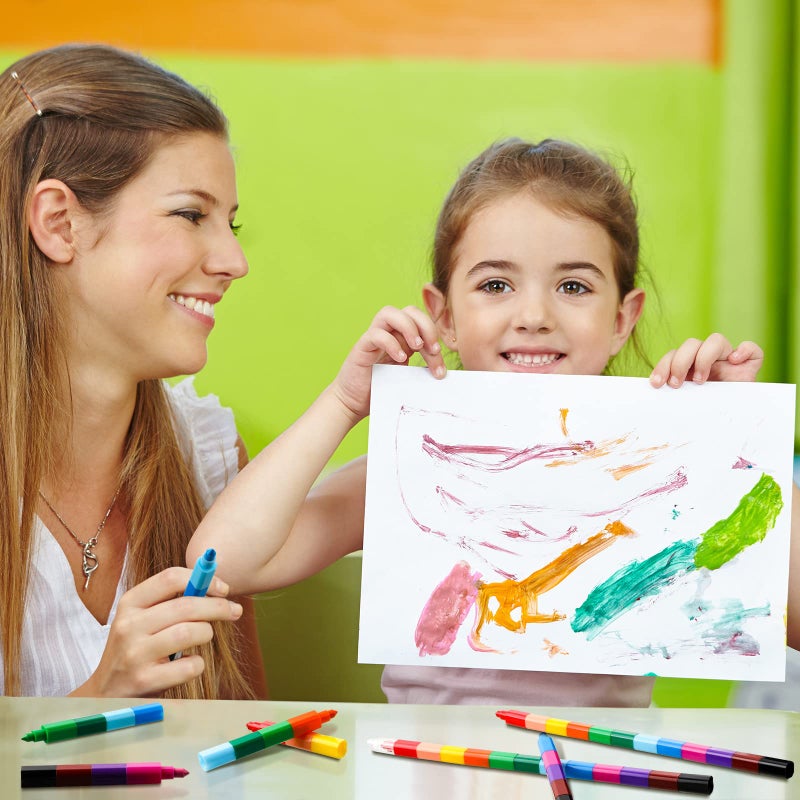 Leinuosen Stacking Crayons Buildable Crayons Colorful Crayon for Children School Office Supplies, 12 Colors (36) - Image 3