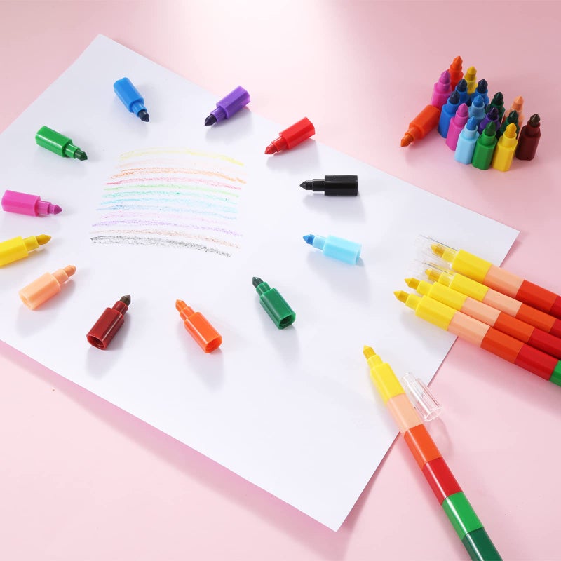 Leinuosen Stacking Crayons Buildable Crayons Colorful Crayon for Children School Office Supplies, 12 Colors (36) - Image 5