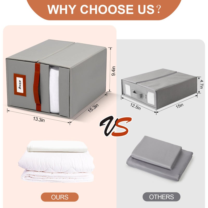 Jumpso Extra Large Bed Sheet Organizer, 2 Pack Foldable Sheet Organizers and Storage with Oxford Fabric, Clear PVC Window & Leather Handle â€“ Storage for Bedding, Blankets, Duvet Cover Set, Quilt - Image 2