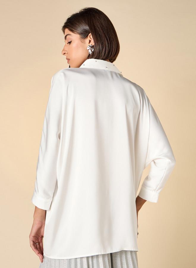 ايكونيك قميص مزيّن فضفاض بأكمام 3/4 من آيكونيك - Image 3