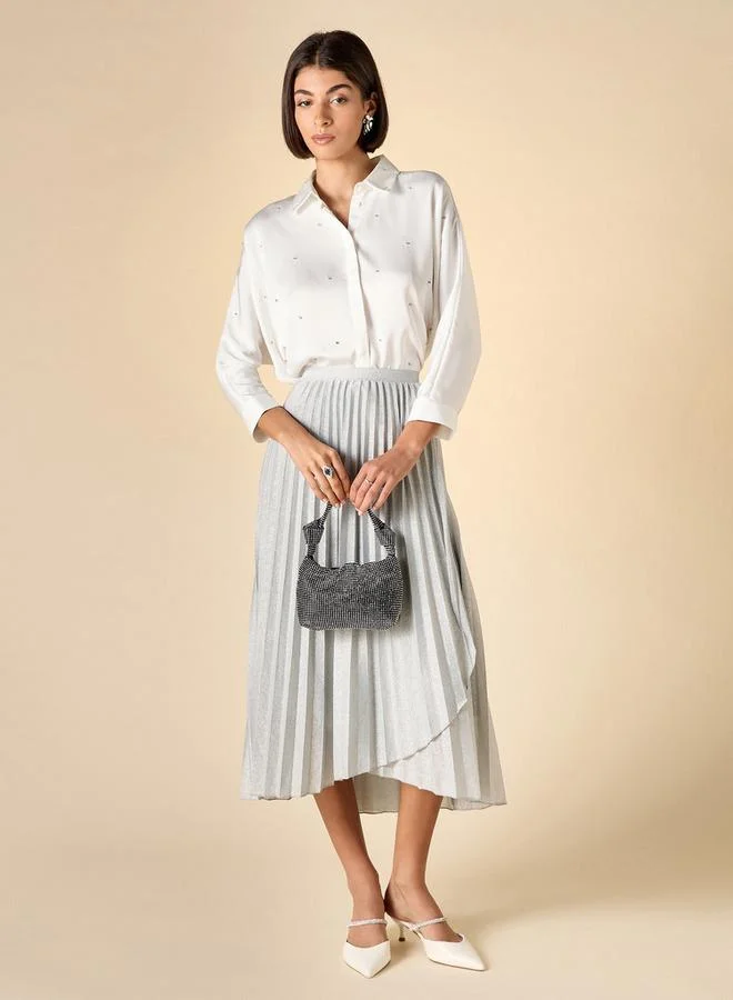 ايكونيك قميص مزيّن فضفاض بأكمام 3/4 من آيكونيك