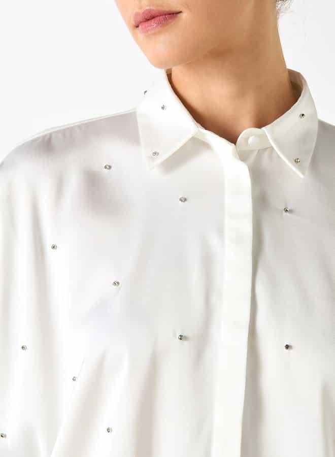 ايكونيك قميص مزيّن فضفاض بأكمام 3/4 من آيكونيك - Image 4