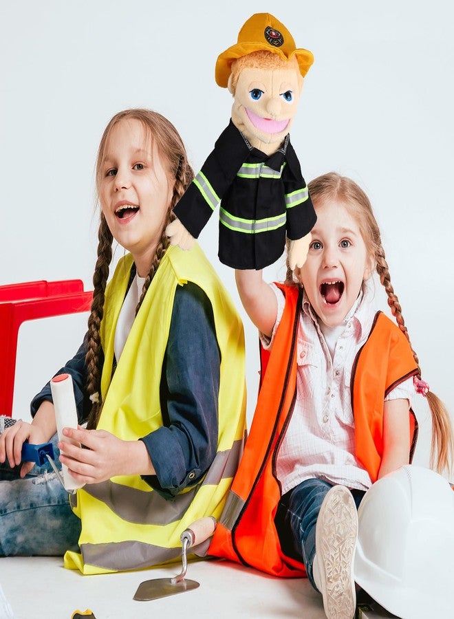 ZJoey Role Play Hand Puppets Hand Plush Chef Doctor Fireman Pirate Detective Athlete Nurse Worker Hand Puppet Toys Puppets for Kids Storytelling Imaginative Pretend Play Teaching Preschool(Fireman) - Image 2