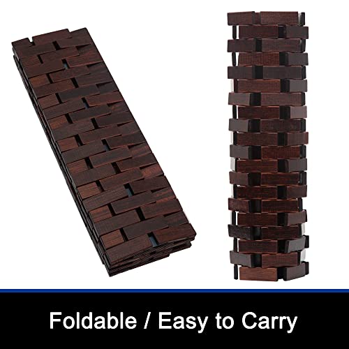 Fovlaurs Bath Mat Bathroom Runner Long Large Rugs Floor Wood Shower Bathtub Waterproof Non Slip Accessories 16x48 Inch Easy to Clean, Brown, 1 pc - Image 5