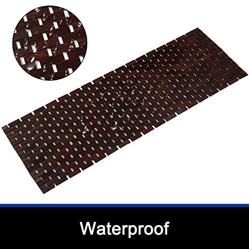 Fovlaurs Bath Mat Bathroom Runner Long Large Rugs Floor Wood Shower Bathtub Waterproof Non Slip Accessories 16x48 Inch Easy to Clean, Brown, 1 pc - Image 3