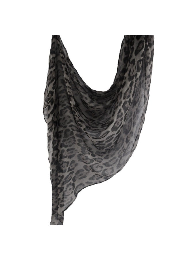Travel Sun Protection Bali Print Classic Leopard Pattern Flat Women's Bag Headscarf Silk Scarf - Image 2