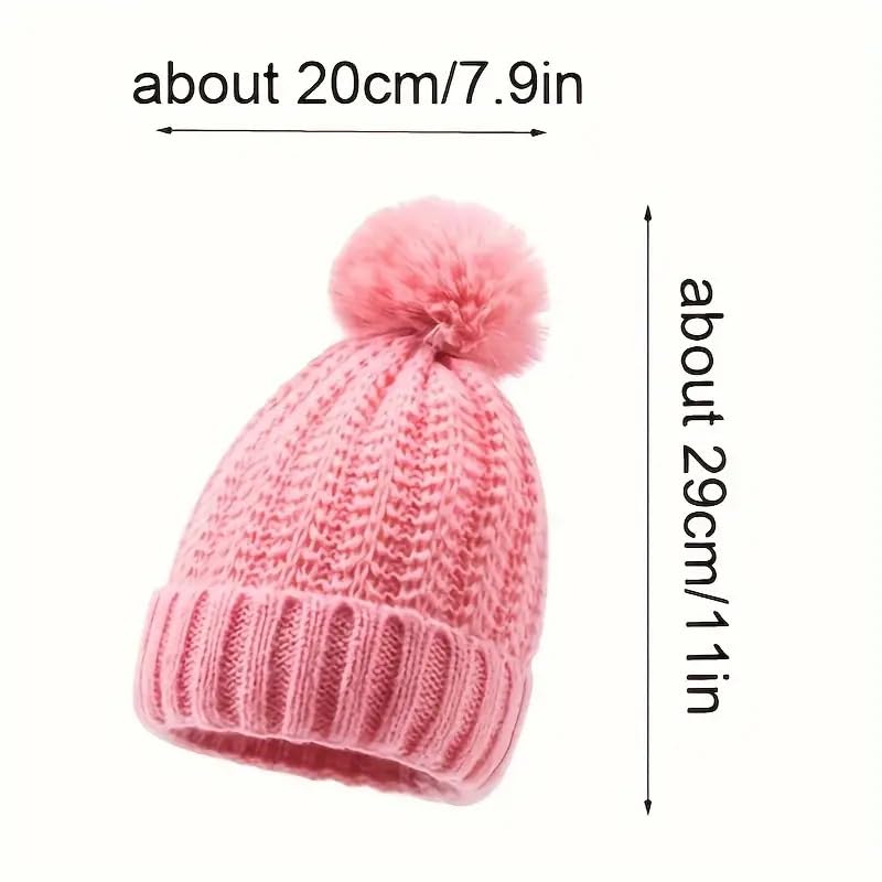 RR DESIGN Winter Warm Wool Pom Pom Hat Soft Thick Knit Acrylic Beanie Hat Caps-Winter Headgear for Girls and Women's (Light Pink) - Image 2