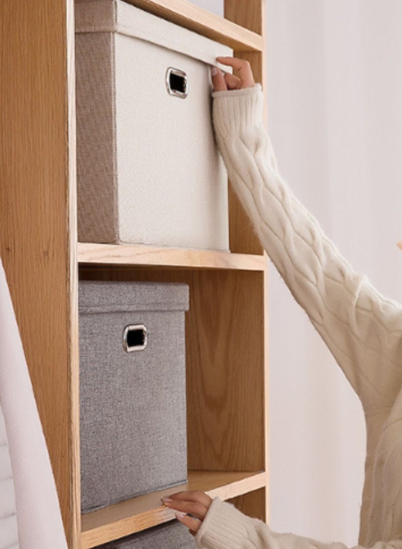 LOOPITYS Cotton Linen Folding Storage Boxes With Lids Decorate The Handle Storage Box With Lid Environmental Protection Durable Fabric Storage For Bedroom Living Room（off-white，44*29*30cm） - Image 5