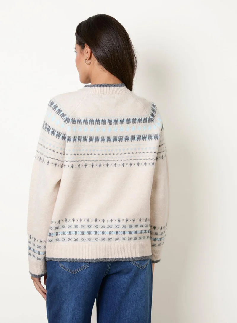 بلو فانيلا Classic Fair Isle-Inspired Cardigan