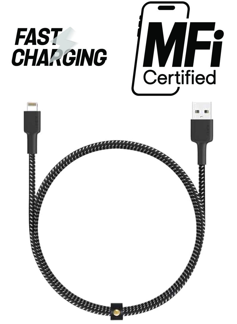 أوكي كابل USB مجدول للشحن ومزامنة البيانات معتمد من أبل بشهادة MFi، طراز CB-BAL4 أسود - Image 1